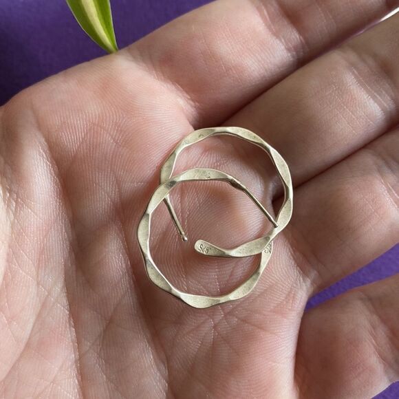 💛 925 Vintage Geometric Hoop Earrings - Picture 4 of 4